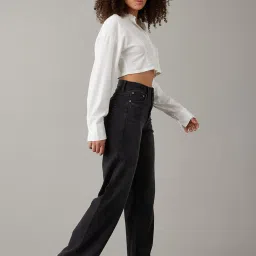 American Eagle Outfitters Black Cotton Mid Rise Jeans image 3