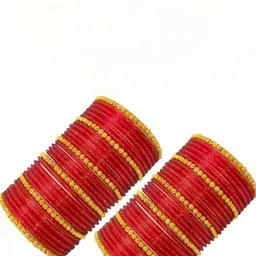 Raj world Red Glass Artificial Stones Bangle image 2