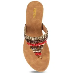 Metro Women's Antique Gold Thong Wedges image 3