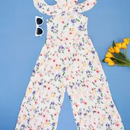 Pantaloons Junior Kids Bright White Floral Jumpsuit & Dungaree-image-22