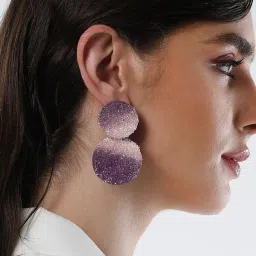 Sohi Amerthyst Purple Glacier Circular Drop Earrings for Women image 3