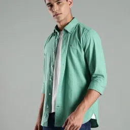 Tommy Hilfiger Green Linen Regular Fit Shirt image 3