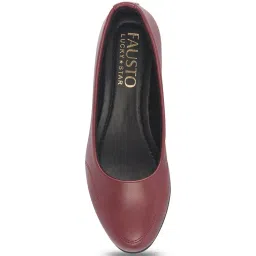Fausto Women's Maroon Wedge Pumps image 3