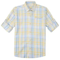 Cavio Boys Yellow Cotton Comfort Fit Chequered Shirt-picture-32