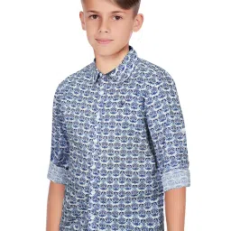 Allen Solly Junior Blue Printed Full Sleeves Shirt image 3