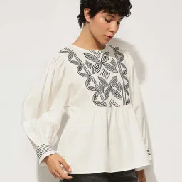 Only White Cotton Print Top image 3