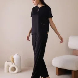 Sweet Dreams Black Plain Pyjama Set image 3