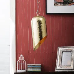 kapoor lamp shades Kapoor E Illuminations Golden Steel Pendant Light - Set of 1-picture-39