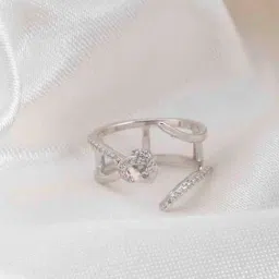 Praavy 92.5 Sterling Silver Knot Open Ring for Women-picture-29