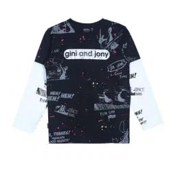 Gini & Jony Kids Black Cotton Printed T-Shirt-picture-35