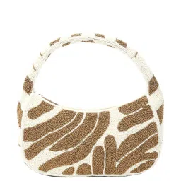 Odette White Fabric Embellished Clutch image 3