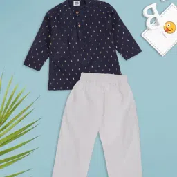 Mee Mee Kids Navy & White Printed Kurta with Pyjamas-image-50