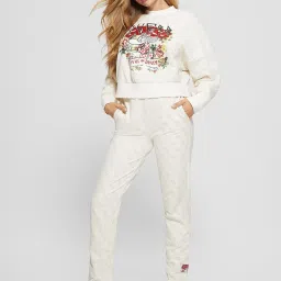 Guess Beige Print Full Sleeves Sweatshirt image 3