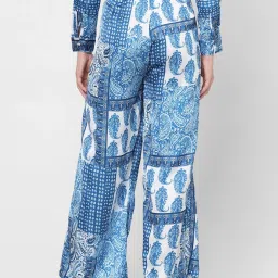 Vero Moda Blue Printed Regular Fit High Rise Pants image 3