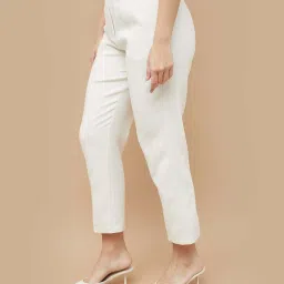 Code by Lifestyle Off White Solid Trousers image 3