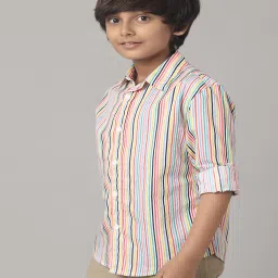 Under Fourteen Only Kids White Striped Full Sleeves Shirt image 3