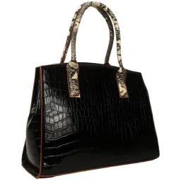 Carlton London Black Textured Medium Handbag image 3