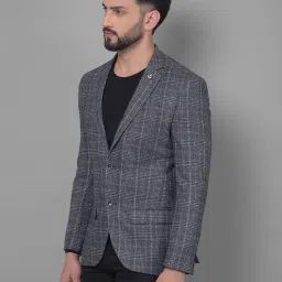 Crimsoune Club Grey Slim Fit Checks Blazer image 3