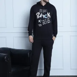 Vimal Jonney Black & Grey Regular Fit Printed Hooded Sweatshirt & Trackpant Set - Pack of 2 image 3