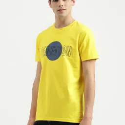 United Colors of Benetton Yellow Pure Cotton Regular Fit Printed T-Shirt image 3