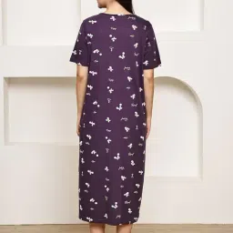 Secret Wish Purple Floral Maternity Nighty image 2