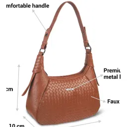 Metro Tan Textured Large Shoulder Handbag image 3