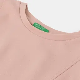 United Colors of Benetton Kids Pink Cotton Regular Fit T-Shirt image 3