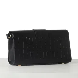 Van Heusen Black Textured Medium Sling Handbag image 3