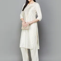 Melange by Lifestyle Off-White Printed Straight Kurta image 3