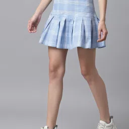 KASSUALLY Blue & White Cotton Polyblend Checks Skirt image 3