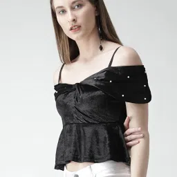 KASSUALLY Black Embellished Top image 3