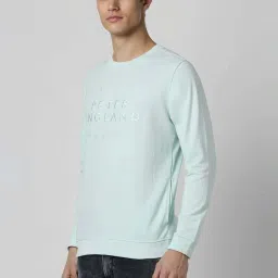 Peter England Blue Slim Fit Embroidered Sweatshirt image 3