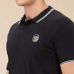 Being Human Men Solid Polo Collar Cotton T-Shirt image 2