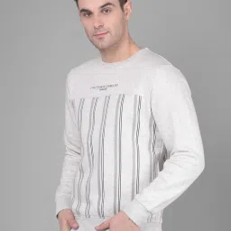 Crimsoune Club Grey Regular Fit Striped Sweatshirt image 3