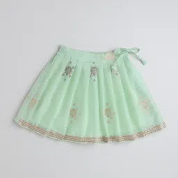 Many Frocks Kids Green Embroidered Ghagra, Choli with Dupatta image 3