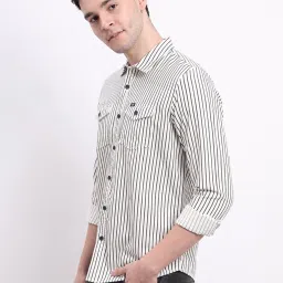 Lee White Regular Fit Striped Cotton Shirt image 3