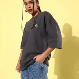 Difference of Opinion Dark Grey Fleece Oversized Sweatshirt image 3