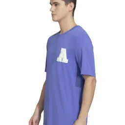 Adidas Blue Cotton Regular Fit Sports T-Shirt image 3
