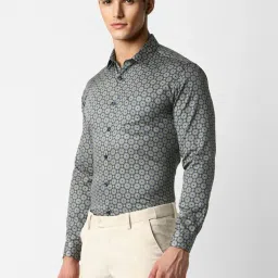 Van Heusen Grey Cotton Slim Fit Printed Shirt image 3