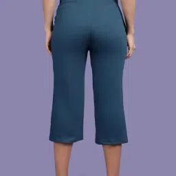 Kryptic Teal Blue & Black Solid Capris - Pack Of 2 image 2