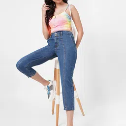 Kraus Jeans Women Relaxed Fit High-Rise Light Fade Cotton Baggy Jeans image 4