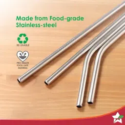 Wonderchef Ambrosia Silver Stainless Steel Straw - Set of 4 image 3
