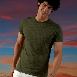 Markle Moro Men Geometric Printed Round Neck Cotton Slim Fit T-shirt-picture-17