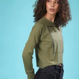 Campus Sutra Green Graphic Print Top image 4