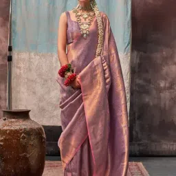 Saree Mall Purple Woven Sarees With Unstitched Blouse-image-90