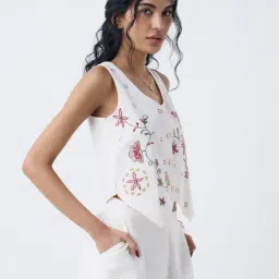 Bombay Paisley by Westside Off-White Cotton-Blend Waistcoat-picture-32