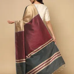 Fabindia Grey Woven Design Saree image 2
