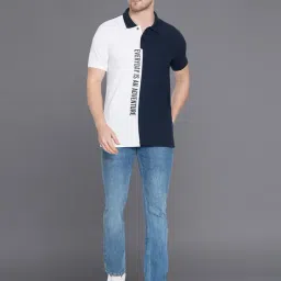 Club York Navy & White Regular Fit Colour-Block T-Shirt image 5