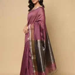 Fabindia Purple Woven Design Saree image 3