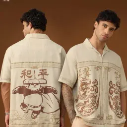 The Souled Store Beige Loose Fit Graphic Shirt-picture-39